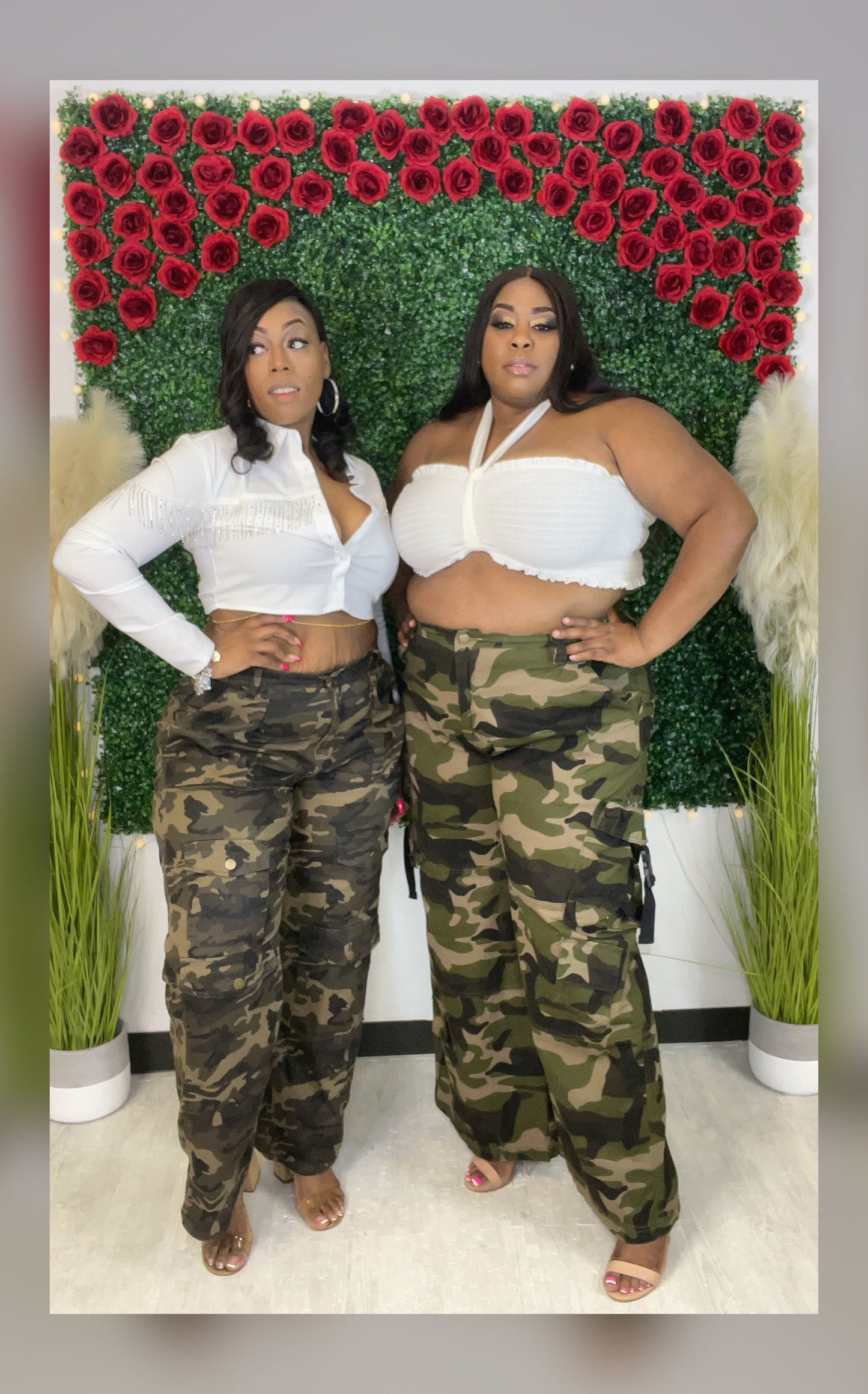 Camo Wideleg Cargo Bottoms