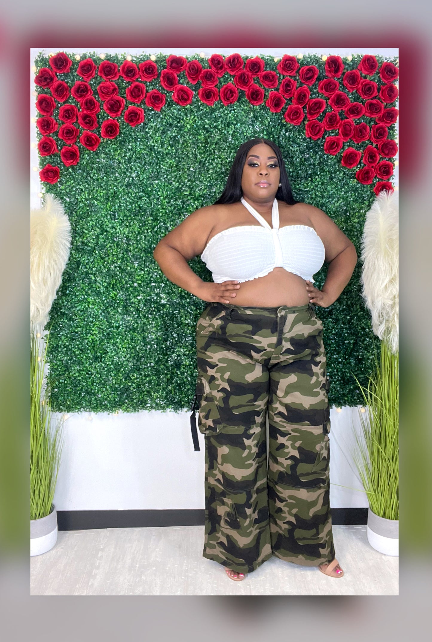 Camo Wideleg Cargo Bottoms