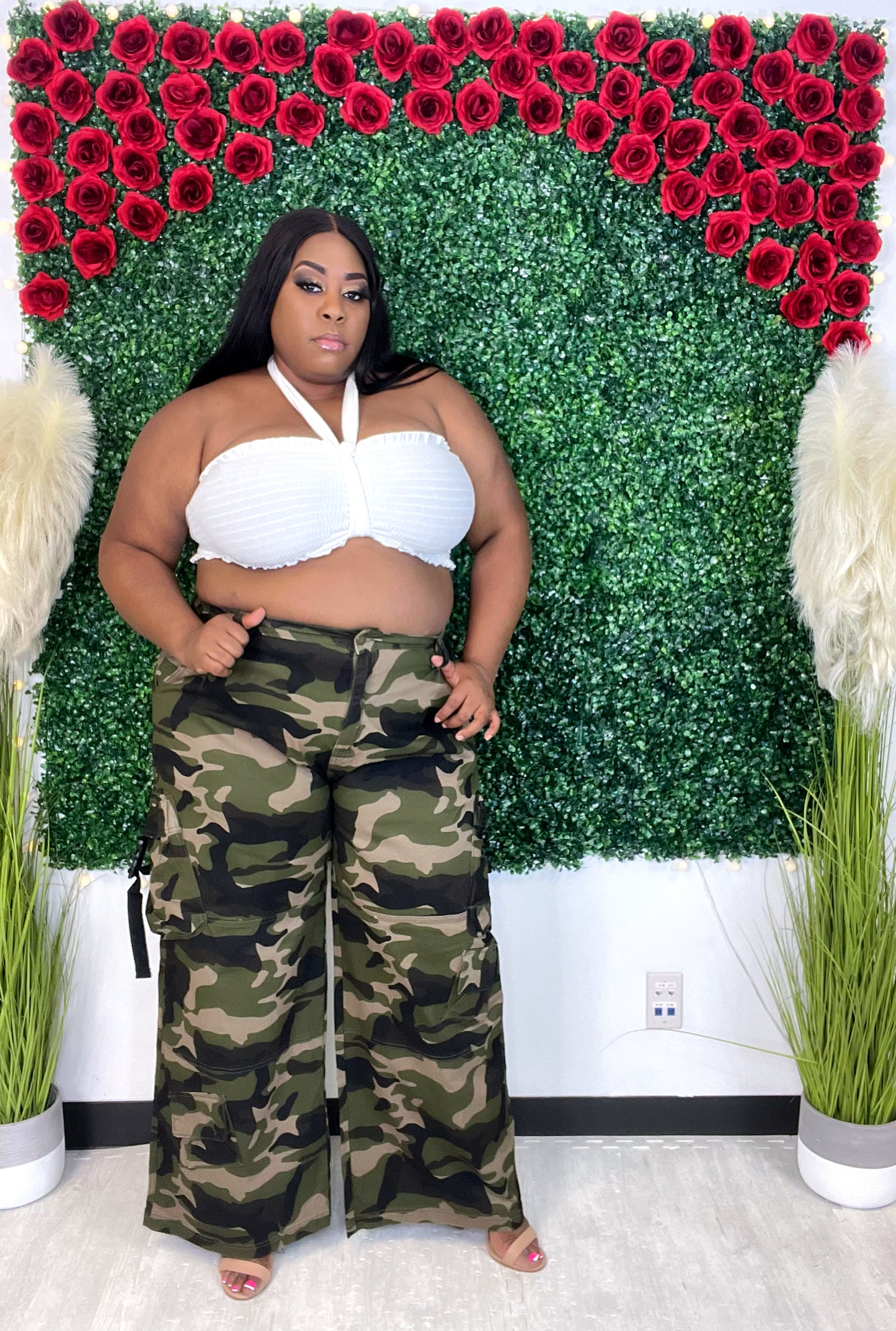 Camo Wideleg Cargo Bottoms