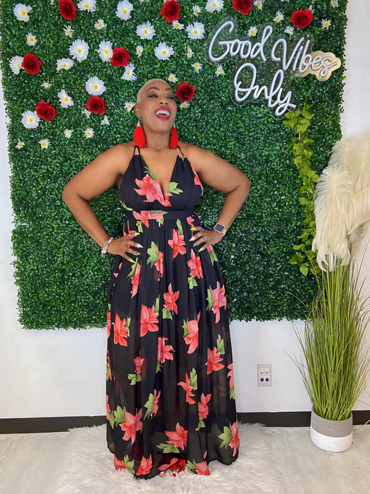 Black Floral Beauty Sundress
