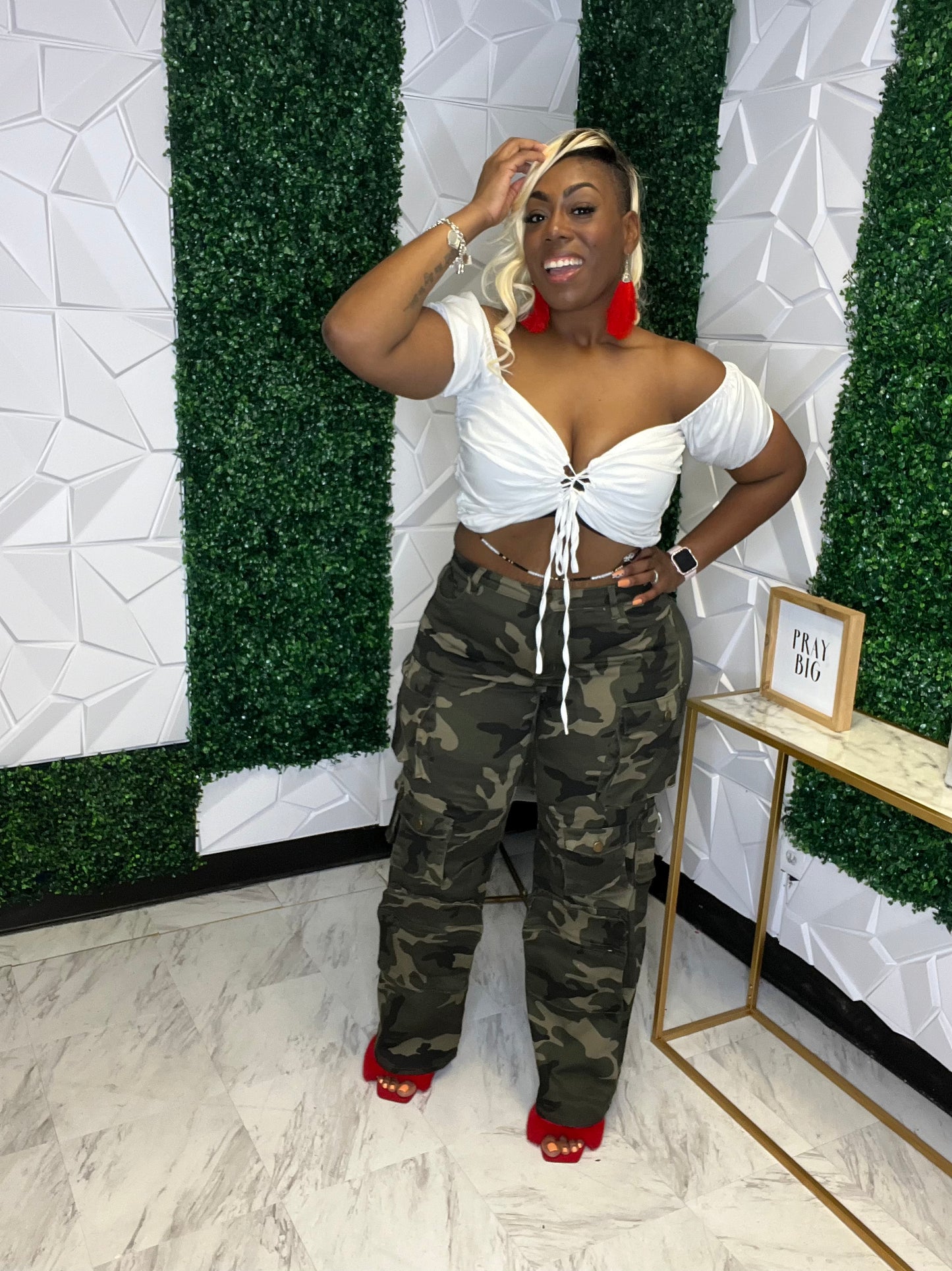 Camo Wideleg Cargo Bottoms