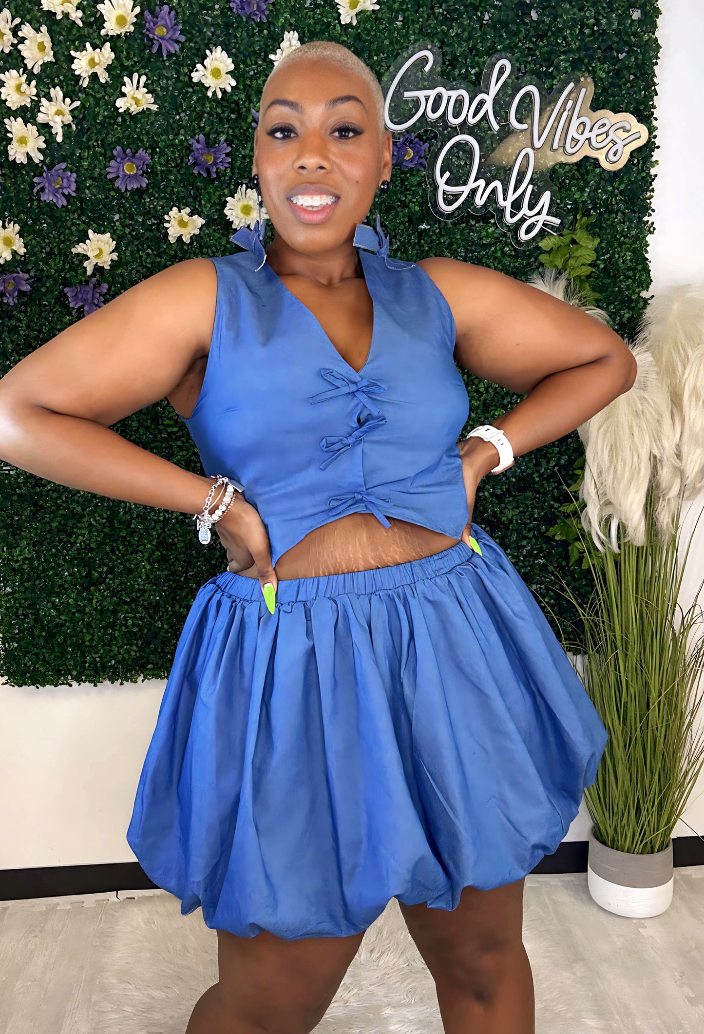 Blooming Skirt Set - Denim