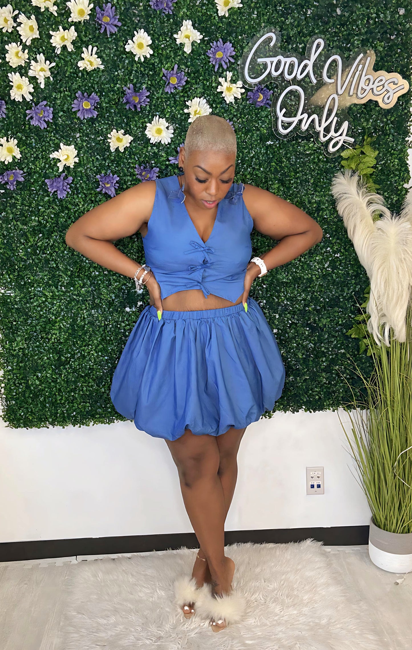 Blooming Skirt Set - Denim
