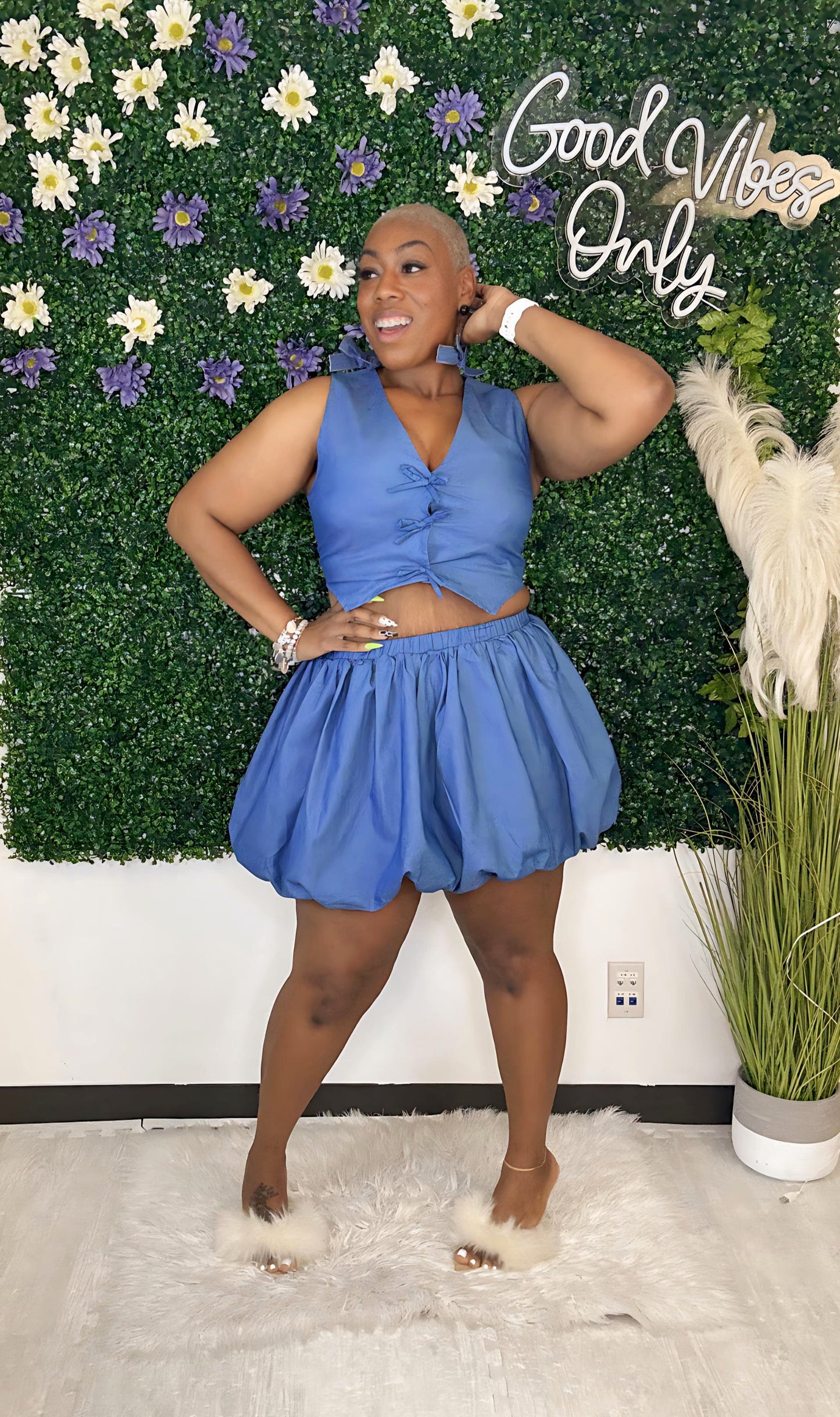 Blooming Skirt Set - Denim