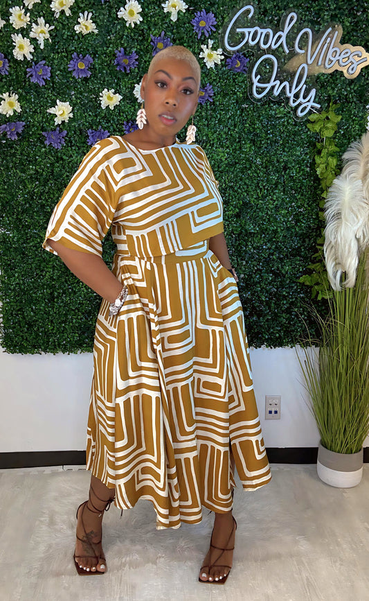 Abstract Golden Girl Skirt Set