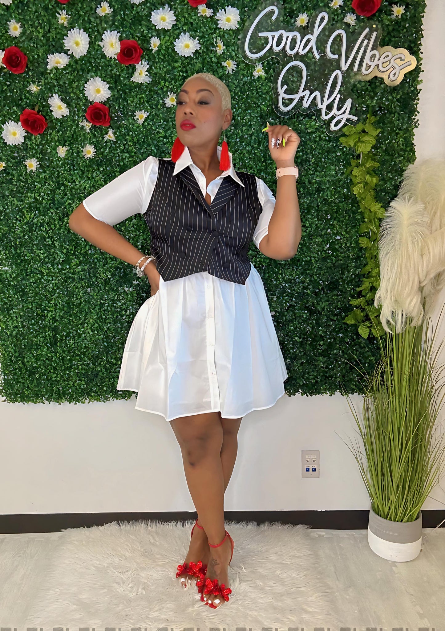 Pinstripe Elegance Dress